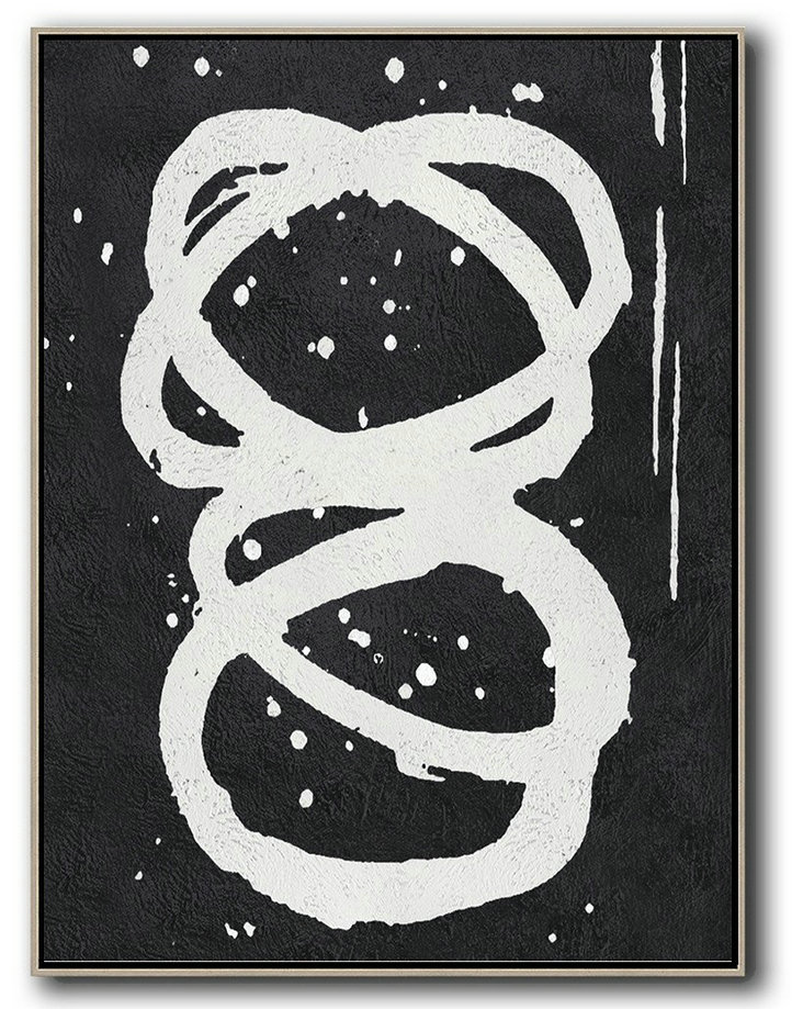 Original Abstract Painting Extra Large Canvas Art,Black And White Minimal Painting On Canvas - Abstract Art Decor,Contemporary Painting